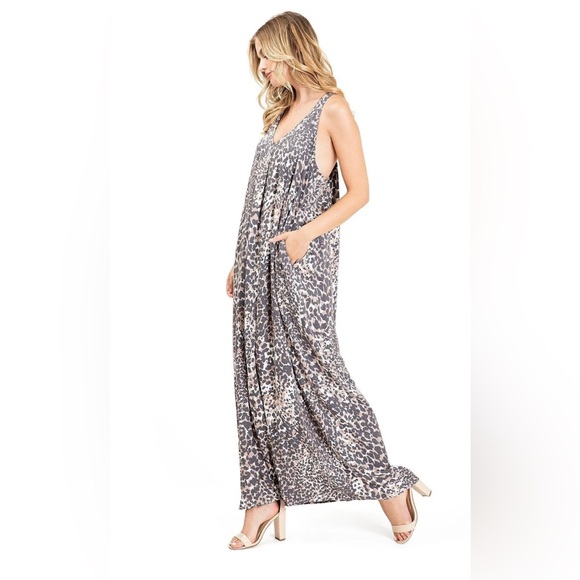 VICI LOVESTITCH Leopard BOHO Pocketed Maxi Dress ~ Small - Picture 3 of 7